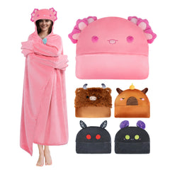 MeWaii Pink Axolotl Wearable Blanket Hoodie Ultra Soft Oversized Cozy Blanket for Cozy Cuddles & Relaxing Moments