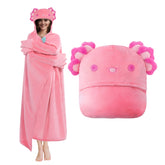 MeWaii® Pink Axolotl Wearable Blanket Hoodie Ultra Soft Oversized Cozy Blanket for Cozy Cuddles & Relaxing Moments