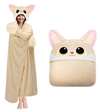 MeWaii Fennec Fox Wearable Blanket Hoodie Ultra Soft Oversized Cozy Blanket for Warm Hugs & Relaxing Moments