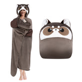 MeWaii® Raccoon Wearable Blanket Hoodie Ultra Soft Oversized Cozy Blanket for Cozy Cuddles & Relaxing Moments