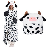 MeWaii® Brindle Cow Wearable Blanket Hoodie Oversized Flannel Sweatshirt Blanket Warm & Cozy Hooded Blanket Gifts