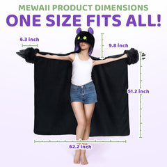 MeWaii Dark Bat Wearable Blanket Hoodie Ultra Soft Oversized Cozy Blanket for Cozy Cuddles & Relaxing Moments