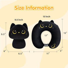 MeWaii® Flip Pillow Black Cat Reversible Throw Pillow Neck Pillow Kawaii Plush Pillow Squish Toy