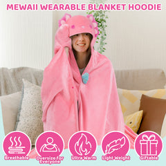 MeWaii Pink Axolotl Wearable Blanket Hoodie Ultra Soft Oversized Cozy Blanket for Cozy Cuddles & Relaxing Moments
