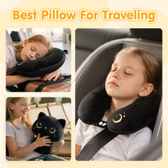 MeWaii® Flip Pillow Black Cat Reversible Throw Pillow Neck Pillow Kawaii Plush Pillow Squish Toy