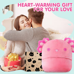 MeWaii Pink Axolotl Wearable Blanket Hoodie Ultra Soft Oversized Cozy Blanket for Cozy Cuddles & Relaxing Moments