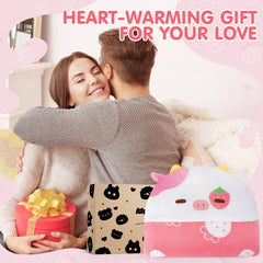 MeWaii Strawberry Cow Wearable Blanket Hoodie Ultra Soft Oversized Cozy Blanket for Warm Hugs & Relaxing Moments