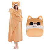 MeWaii® Sunglasses Shiba Inu Wearable Blanket Hoodie Ultra Soft Oversized Cozy Blanket for Cozy Cuddles & Relaxing Moments