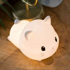 MeWaii® Little Kitten Cat Night Light Big Head Cute Lamp Lying Soft Silicone Perfect Gift