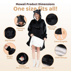 Mewaii® Wearable Blanket Hoodie Ultra Soft Cozy Flannel Hoodie Blanket with Pockets