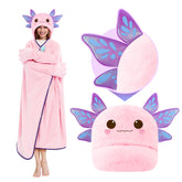 Mewaii® Axolotl Wearable Blanket Hoodie Ultra Soft Oversized Cozy Blanket for Warm Hugs & Relaxing Moments