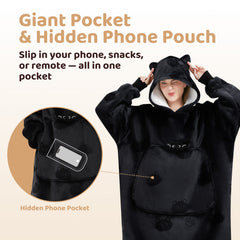 Mewaii® Wearable Blanket Hoodie Ultra Soft Cozy Flannel Hoodie Blanket with Pockets