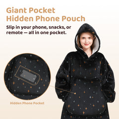 Mewaii® Starry Sky Wearable Blanket Hoodie Ultra Soft Cozy Flannel Hoodie Blanket with Pockets
