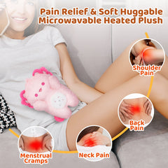 MeWaii® Heating Family Pink Axolotl Heatable Stuffed Plush Warm Stuffed Animals Unscented Microwavable Warmable Heating Pad Toy