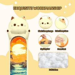 MeWaii® Loooong Family Original Design Summer Dusk Cat Plush Long Stuffed Animal Kawaii Plush Pillow Squishy Toy