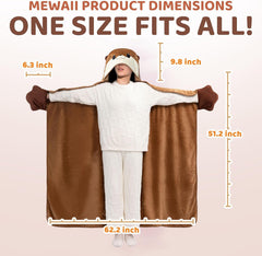 MeWaii® Ultimate Softness Otter Wearable Blanket Hoodie – Full Coverage with Easy Movement,Oversized Warm and Cozy Flannel, Gift for Adult