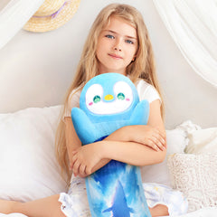 MeWaii® Loooong Family Original Design Glacier Blue Penguin Plush Long Stuffed Animal Kawaii Plush Pillow Squishy Toy