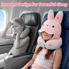 Mewaii® Rabbit Reversible Neck Pillow Double-Sided Kawaii Plush Travel Pillow Cute Bunny Pillow