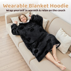 Mewaii® Wearable Blanket Hoodie Ultra Soft Cozy Flannel Hoodie Blanket with Pockets