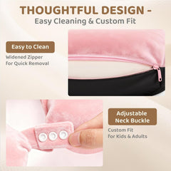 MeWaii® Pink Cat Hooded Memory Foam Travel Pillow Cooling Double-Sided Neck Support for Flights & Everyday Comfort