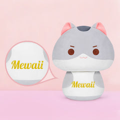 MeWaii® Mushroom Family Kitten Gray Kawaii Plush Pillow Squish Toy