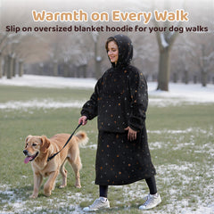 Mewaii® Starry Sky Wearable Blanket Hoodie Ultra Soft Cozy Flannel Hoodie Blanket with Pockets
