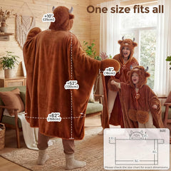 Mewaii® Highland Cow Wearable Blanket Hoodie Ultra Soft Oversized Cozy Blanket for Warm Hugs & Relaxing Moments
