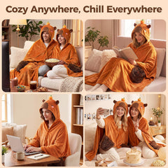 Mewaii® Capybara Wearable Blanket Hoodie Ultra Soft Oversized Cozy Blanket for Warm Hugs & Relaxing Moments