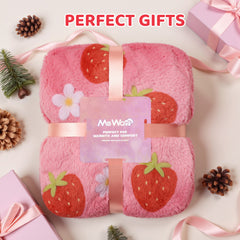 Mewaii® Strawberry Wearable Blanket Hoodie Ultra Soft Cozy Flannel Hoodie Blanket with Pockets