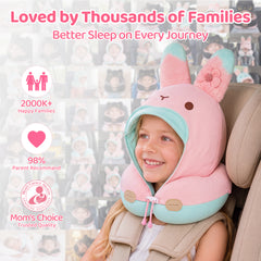 Mewaii® Rabbit Reversible Neck Pillow Double-Sided Kawaii Plush Travel Pillow Cute Bunny Pillow