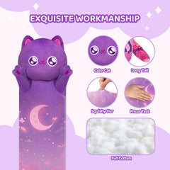 MeWaii® Loooong Family Original Design Purple Moon Cat Plush Long Stuffed Animal Kawaii Plush Pillow Squishy Toy