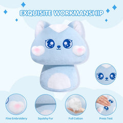 MeWaii® Mushroom Family Dudu Blue Cat Kawaii Plush Pillow Squish Toy