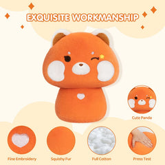 MeWaii® Mushroom Family Red Panda Kawaii Plush Pillow Squish Toy