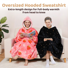 Mewaii® Starry Sky Wearable Blanket Hoodie Ultra Soft Cozy Flannel Hoodie Blanket with Pockets