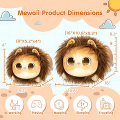 MeWaii® Fluffffy Family Cat with Lion Cat Stuffed Animal Kawaii Plush Pillow Squishy Toy