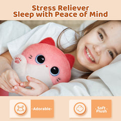 MeWaii® Heating Family Pink Cat Kawaii Stuffed Animal Unscented Microwavable Warmable Heating Pad Plush Toy