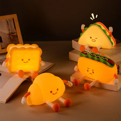 Afternoon Tea Silikon Quetsch-Nachtlicht-Set Süße Brot-Keks-Sandwich-Lampe Lebensmittel-Serie Geschenk-Deko