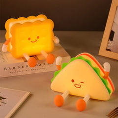 Afternoon Tea Silikon Quetsch-Nachtlicht-Set Süße Brot-Keks-Sandwich-Lampe Lebensmittel-Serie Geschenk-Deko
