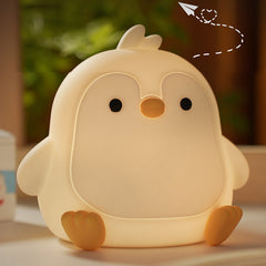 Penguin Night Light Round Cute Soft Silicone Squishy Bedside Night Lamp Perfect Gift