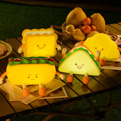 Afternoon Tea Silikon Quetsch-Nachtlicht-Set Süße Brot-Keks-Sandwich-Lampe Lebensmittel-Serie Geschenk-Deko