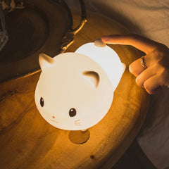 MeWaii® Little Kitten Cat Night Light Big Head Cute Lamp Lying Soft Silicone Perfect Gift