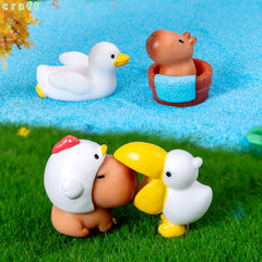 Über 5+ Stück Miniatur-Capybara-Figuren, süßes Set, matschiges Silikon-Nachtlicht, DIY-Schreibtisch-Kollektion, Harz