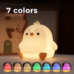 Penguin Night Light Round Cute Soft Silicone Squishy Bedside Night Lamp Perfect Gift