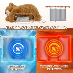 Mewaii® 5lbs Brown Bear Weighted Stuffed Animal – Microwavable Plush Heating Pad for Removable Inner Pad, Gift for Kids & Adults