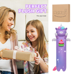 MeWaii® Loooong Family Original Design Tie-Dye Unicorn Plush Long Stuffed Animal Kawaii Plush Pillow Squishy Toy