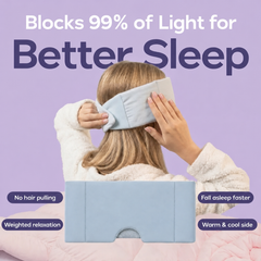 Adjustable weighted eye mask blocks light and stays secure