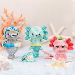 MeWaii®Crochet Axolotl And Seal Crochet Kit for Beginners with Easy Peasy Yarn