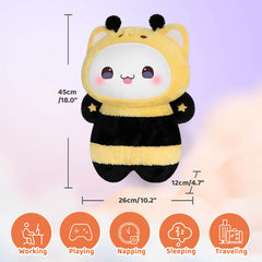 MeWaii® Squishy Kitten with Bee Hoodie Plush Kawaii Pillow Plush Toy