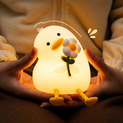 MeWaii® Squishy Silicone Duck Flower LED Night Light - Perfect Gift for Kids and Girls