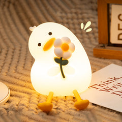 MeWaii® Squishy Silicone Duck Flower LED Night Light - Perfect Gift for Kids and Girls